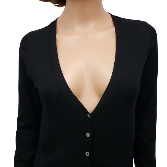 Mango MNG Basics Cardigan Sweater Women S / XS Black Long Sleeve Button V-Neck - Picture 4 of 12